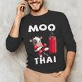 Moo Thai Muay Thai Thai Boxing For Kids Muay Thai Cow Men's Long Sleeve T-Shirt