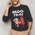 Moo Thai Muay Thai Cow Thai Boxing For Kids Muay Thai Men's Long Sleeve T-Shirt