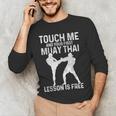 Muay Thai Boxing Kickboxing Your First Lesson Is Free Men's Long Sleeve T-Shirt Muay Thai Boxing Kickboxing Your First Lesson Is Free Men's Long Sleeve T-Shirt