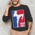 Muay Thai Fighter Retro Kickboxing Training MMA Men's Long Sleeve T-Shirt