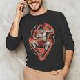 Muay Thai Fighter Teep Push Kick Minimal Line Art Clean Men's Long Sleeve T-Shirt