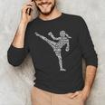 Muay Thai Martial Arts Typography Kickboxer Girls Kickboxing Men's Long Sleeve T-Shirt Muay Thai Martial Arts Typography Kickboxer Girls Kickboxing Men's Long Sleeve T-Shirt