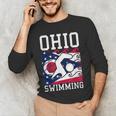 Ohio Flag Swimming Team Swim Swimmer US State Men's Long Sleeve T-Shirt Ohio Flag Swimming Team Swim Swimmer US State Men's Long Sleeve T-Shirt