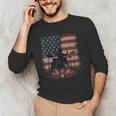 Patriotic Drum Kit Silhouette American Flag Men's Long Sleeve T-Shirt Patriotic Drum Kit Silhouette American Flag Men's Long Sleeve T-Shirt
