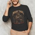Retro Nak Muay Muay Thai Fighter Thai Boxing Gym Bear Men's Long Sleeve T-Shirt