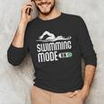 Swim Slogan Funny Swimming Mode On Swim Men's Long Sleeve T-Shirt