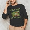 Swimmer Crocodile Swimming Humor How Fast You Can Swim Men's Long Sleeve T-Shirt Swimmer Crocodile Swimming Humor How Fast You Can Swim Men's Long Sleeve T-Shirt