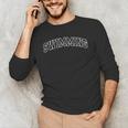 Swimming Athletic Lettering Swimmer Coach Men's Long Sleeve T-Shirt Swimming Athletic Lettering Swimmer Coach Men's Long Sleeve T-Shirt