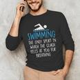 Swimming Coach Yells Breathing Swimmer Swim Team Men's Long Sleeve T-Shirt