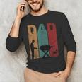 Vintage BBQ Dad Silhouette Father's Day Retro Men's Long Sleeve T-Shirt