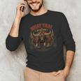 Vintage Muay Thai Dad Thai Boxing Fighter Father Buffalo Men's Long Sleeve T-Shirt