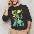 Women's Cute Drummer Cat Drum Kitten Men's Long Sleeve T-Shirt Women's Cute Drummer Cat Drum Kitten Men's Long Sleeve T-Shirt