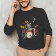 Women's Skeleton Drummer Skull Drum Kit Halloween Men's Long Sleeve T-Shirt Women's Skeleton Drummer Skull Drum Kit Halloween Men's Long Sleeve T-Shirt