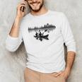 Canoe Silhouette Forest Lake Reflection Men's Long Sleeve T-Shirt Canoe Silhouette Forest Lake Reflection Men's Long Sleeve T-Shirt