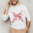 Drum Kit Percussion For Drummer Percussionist Musician Men's Long Sleeve T-Shirt Drum Kit Percussion For Drummer Percussionist Musician Men's Long Sleeve T-Shirt