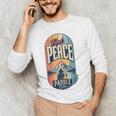 Find Peace Paddle On Canoe Mountain Sunset Men's Long Sleeve T-Shirt