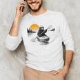 Kayaking Bear Retro Sunset Paddling Canoe Outdoor Adventure Men's Long Sleeve T-Shirt
