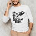 Train Fight Repeat Nak Muay Thai Boxing Fighter Raglan Baseball Tee Men's Long Sleeve T-Shirt