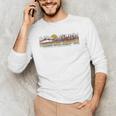 Trendy Canoe Silhouette Colourful Landscape Raglan Baseball Tee Men's Long Sleeve T-Shirt