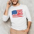 Vintage American Flag Swim Team Swimmer Funny Swimming Gift Men's Long Sleeve T-Shirt