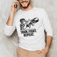 Women's Train Fight Repeat Nak Muay Thai Boxing Fighter Men's Long Sleeve T-Shirt