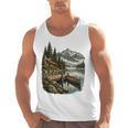 Lakeside Canoe Cabin Escape Scene Men Tank Top, trending gift