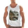 Lakeside Canoe Cabin Escape Scene Raglan Baseball Tee Men Tank Top, trending gift Lakeside Canoe Cabin Escape Scene Raglan Baseball Tee Men Tank Top, trending gift