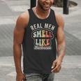 Real Men Smell Like Barbecue Grilling BBQ Dad Graphic Men Tank Top