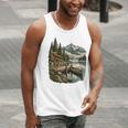 Lakeside Canoe Cabin Escape Scene Raglan Baseball Tee Men Tank Top Lakeside Canoe Cabin Escape Scene Raglan Baseball Tee Men Tank Top
