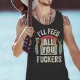 BBQ Dad Joke Retro Vintage I'Ll Feed All You Fuckers Men Tank Top