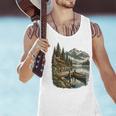 Lakeside Canoe Cabin Escape Scene Raglan Baseball Tee Men Tank Top Lakeside Canoe Cabin Escape Scene Raglan Baseball Tee Men Tank Top