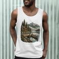 Lakeside Canoe Cabin Escape Scene Men Tank Top