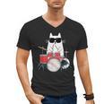 Cat Wearing Sunglasses Playing Drums Drum Kit Musician Men's V-Neck T-Shirt, trending gift