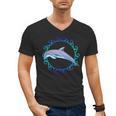 Swimming Dolphin Maori Sun Tribal Waves 2-Sided Men's V-Neck T-Shirt, trending gift