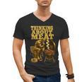 Thinking About Meat BBQ Dad Humor Men's V-Neck T-Shirt, trending gift