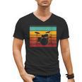 Women's Retro Drum Kit Silhouette With Color Stripes Men's V-Neck T-Shirt, trending gift Women's Retro Drum Kit Silhouette With Color Stripes Men's V-Neck T-Shirt, trending gift