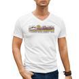 Trendy Canoe Silhouette Colourful Landscape Raglan Baseball Tee Men's V-Neck T-Shirt, trending gift