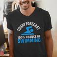 100 Chance Of Swimming Swimmer Swimming Men's V-Neck T-Shirt 100 Chance Of Swimming Swimmer Swimming Men's V-Neck T-Shirt