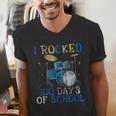 100th Day Of SchoolShirt Happy 100 Days Drum Kit Music Men's V-Neck T-Shirt