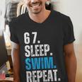 67 Sleep Swim Repeat Swimming Swimmer 67 Meme Men's V-Neck T-Shirt