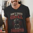 BBQ Dad Don't Touch My Grill Or My Daughter Men's V-Neck T-Shirt