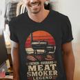 BBQ Dad Father Husband Meat Smoker Legend Men's V-Neck T-Shirt