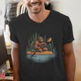 Bigfoot Kayak Paddling Lake Canoe Bigfoot Sasquatch Kayaking Men's V-Neck T-Shirt Bigfoot Kayak Paddling Lake Canoe Bigfoot Sasquatch Kayaking Men's V-Neck T-Shirt
