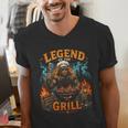 Bigfoot Legend Of The Grill BBQ Dad Father Day 2026 Men's V-Neck T-Shirt