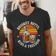 Brisket Butts Ribs And Freedom BBQ Dad Men's V-Neck T-Shirt