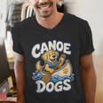 Canoe Dogs Golden Retriever Paddling Graphic Men's V-Neck T-Shirt Canoe Dogs Golden Retriever Paddling Graphic Men's V-Neck T-Shirt