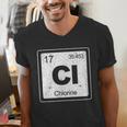 Chlorine Periodic Table Symbol Chemistry Swimming Dive Men's V-Neck T-Shirt Chlorine Periodic Table Symbol Chemistry Swimming Dive Men's V-Neck T-Shirt