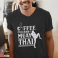 Coffee And Muay Thai Martial Arts Boxing Hobby Fighter Men's V-Neck T-Shirt