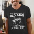 Cool Drummer Art Men Dad Drum Set Player Drum Kit Musician Men's V-Neck T-Shirt