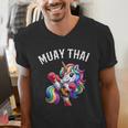Cute Muay Thai Unicorn Men's V-Neck T-Shirt